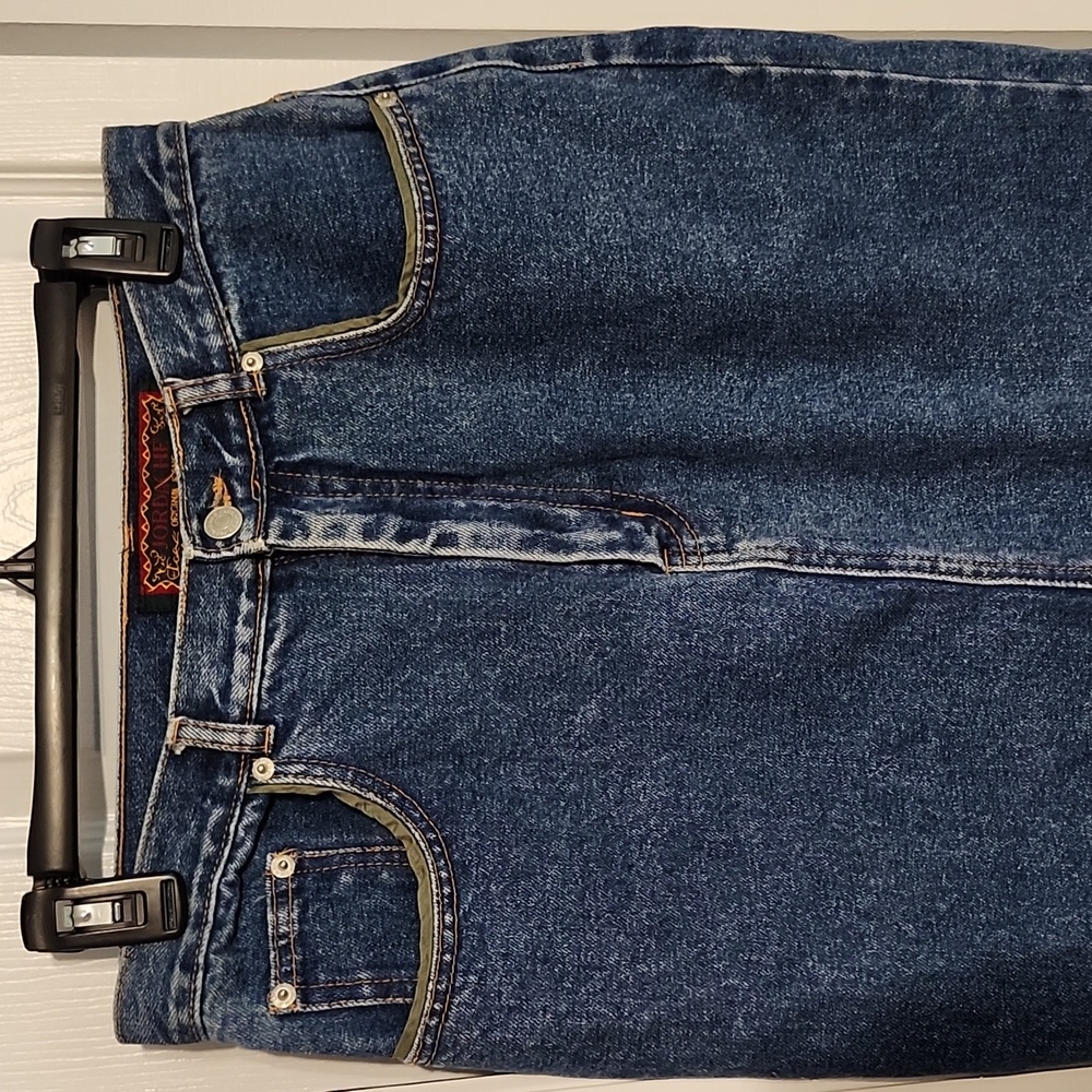 Vintage Jordache 100% Cotton Accent Pockets Midi Pencil Denim  Skirt Size 13/14 - Picture 2 of 4